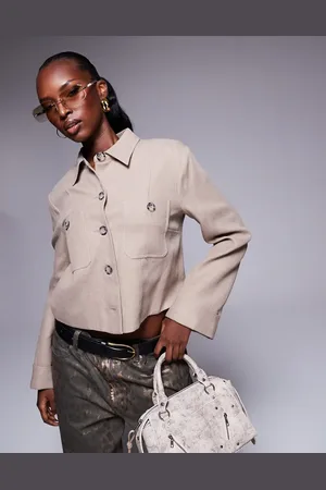 River Island Skræddersyet overskjorte i hør-Neutral