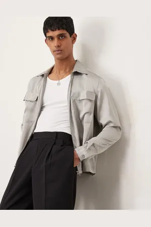 ASOS Grå overskjorte med lynlås og påsyet lomme i firkantet pasform