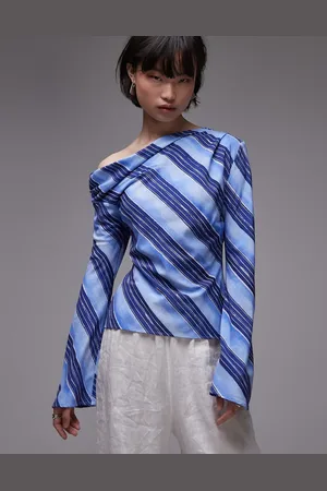 MANGO Langærmet offshoulder-top med striber