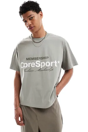 JACK & JONES Kakigrøn cropped T-shirt med print foran i firkantet pasform