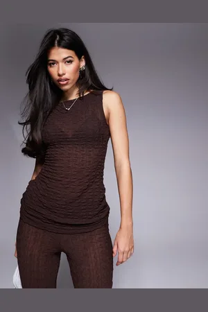 ASOS Halvgennemsigtig longline-top med tekstur og bred hals - Del af sæt