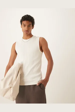 ASOS Cremehvid tætsiddende tanktop i tekstureret ribstrik