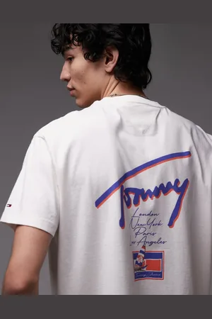 Tommy Hilfiger Hvid T-shirt med lilla signaturprint på ryggen