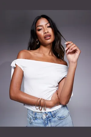 ASOS Tætsiddende offshoulder-top med sløjfedetaljer