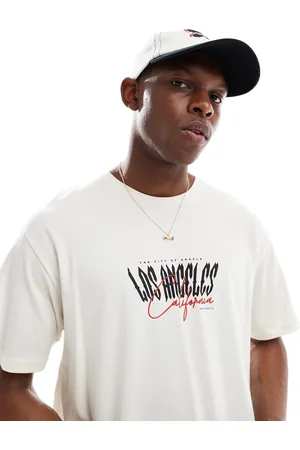 JACK & JONES Cremefarvet oversized T-shirt med Los Angeles- print-Hvid