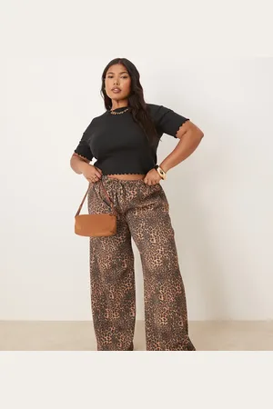 ASOS ASOS DESIGN Curve - Bukser med brede ben, vaffeltekstur og leopardprint