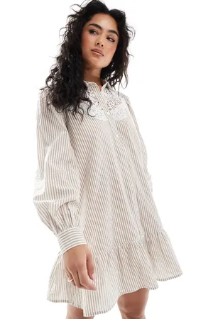 Miss Selfridge Skjortekjole med broderede detaljer og striber
