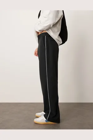 ASOS Sorte elegante bukser med vide ben og kantbånd i siden