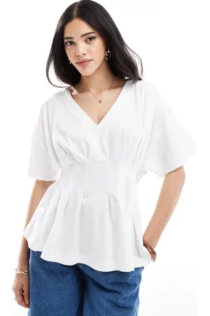 ASOS Bluse med V-hals og plisseringer