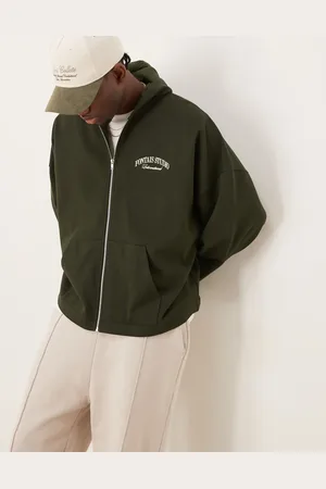 ASOS Mørkegrøn hættetrøje med ekstremt oversized pasform og broderi på brystet og ryggen