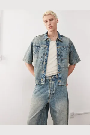 COLLUSION Denimskjorte i vintage-vask-Blå