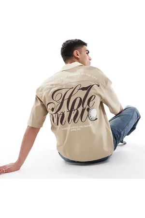 Pull&Bear Kakigrøn bowling-skjorte med print