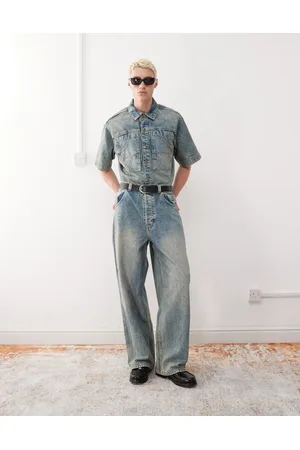 COLLUSION X002 - Posede skater-jeans i vintage-vask-Blå