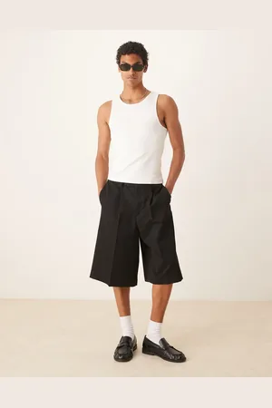 ASOS Sorte elegante oversized bermudashorts med plisseringer foran