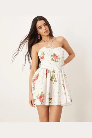 For Love & Lemons Rosebud - Hvid korset-minikjole-Multifarvet