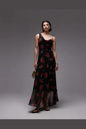 MANGO Maxikjole med oneshoulder-snit og blomstermønster
