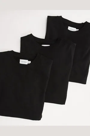 Topman Pakke med 3 sorte T-shirts i regular fit