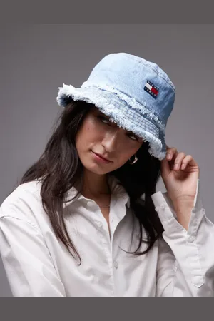 Tommy Hilfiger Lyseblå bøllehat med frynser i denim