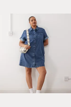 Noisy May Blå denimkjole i mellemvask