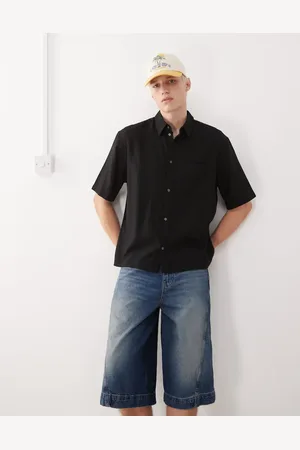 Weekday Oversized skjorte med korte ærmer i hørblanding i firkantet pasform