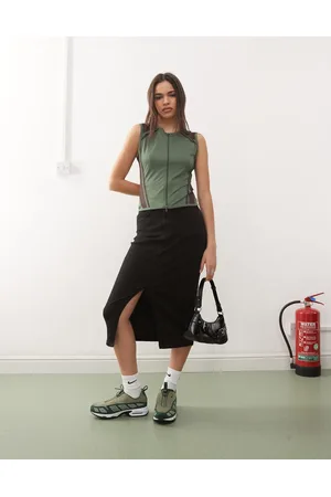 Noisy May Sort midinederdel i denim