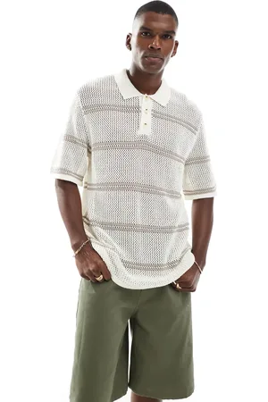 JACK & JONES Cremehvid hæklet polo