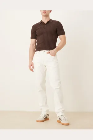 MANGO Ecrufarvede jeans i tapered pasform-Neutral