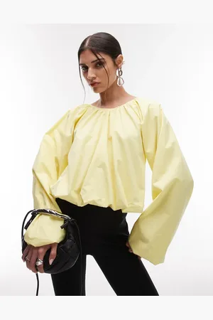 ASOS Citrongul bluse med volumen og puffet kant