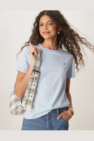 GANT Lyseblå t-shirt med skjoldlogo i Regular Fit