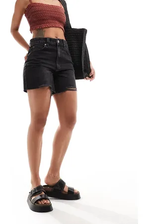 ASOS Forvaskede sorte dad-denimshorts