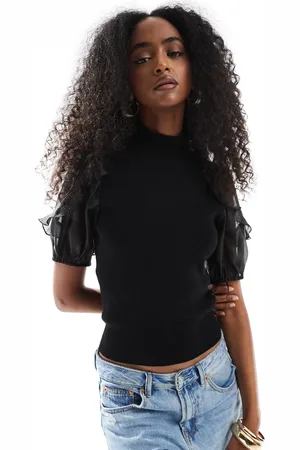 French Connection Kristine - Strikket top med organza-ærmer