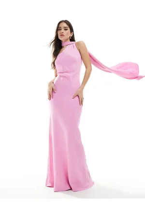 Maids to Measure Brudepiger - Orkidépink oneshoulder-maxikjole med tørklædedetalje-Lyserød