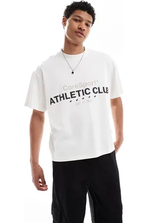 JACK & JONES Hvid cropped T-shirt med print på brystet i firkantet pasform
