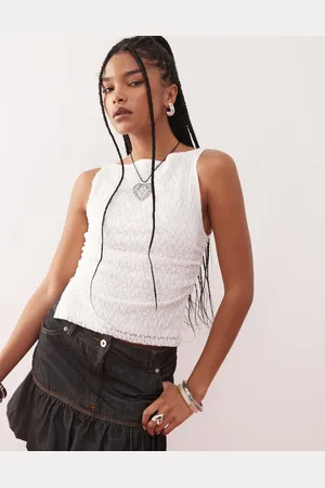 Reclaimed Tanktop med rynkede sider i blondestof