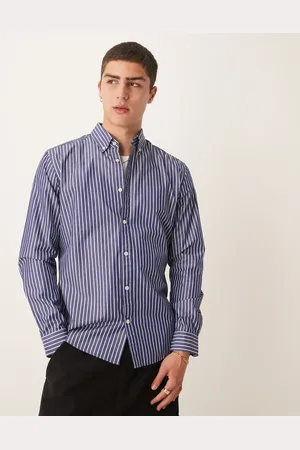 MANGO Skjorte med striber i bomuld i regular fit