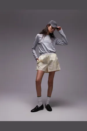 Tommy Hilfiger Poplin-shorts i bokserstil med lysegule striber