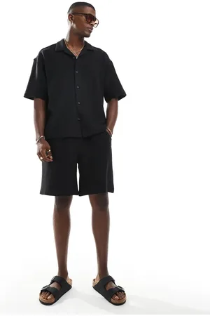 Pull&Bear Sorte shorts med tekstur i frotté - Del af sæt