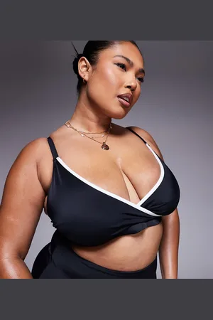 ASOS ASOS DESIGN Curve - bikini-croptop med kontrastfarvede kantbånd