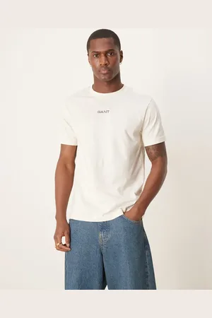 GANT Cremefarvet T-shirt med centralt logo-Hvid