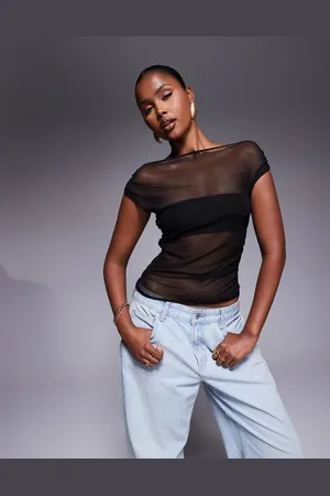 Missyempire Missy Empire - asymmetrisk top med mesh-panel