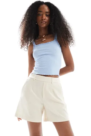 Object Skræddersyede cremehvide shorts med elastisk panel bagpå