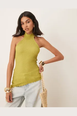 ASOS Olivengrøn halterneck-top med tekstur - Del af sæt