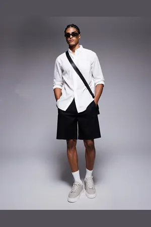Bershka Sorte shorts i hørblanding