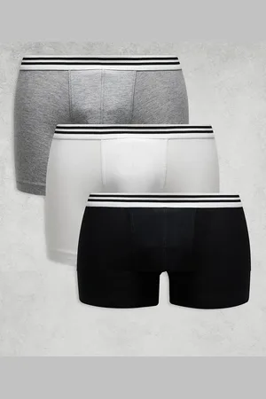 ASOS Pakke med 3 par boksershorts i sort/hvid/grå med stribede taljebånd