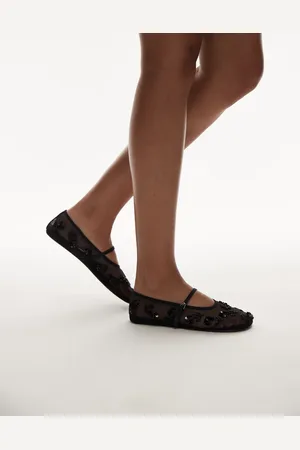 MANGO Sorte ballerinaer med udsmykninger i mesh
