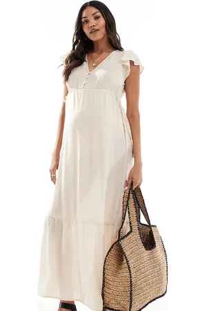 Mama;licious Mamalicious Maternity - Beige maxikjole-Neutral