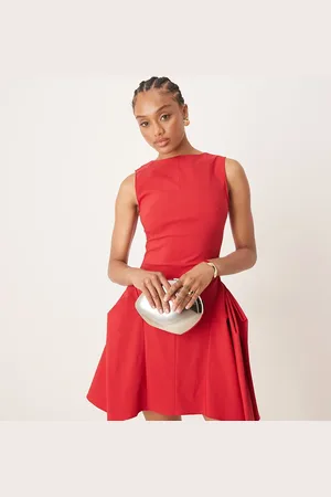 ASOS ASOS DESIGN Tall - minikjole med høj hals og plisseringsdetalje over hofterne i bengalin