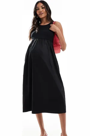 Mama;licious Mamalicious - midikjole med top i jersey og nederdel i poplin