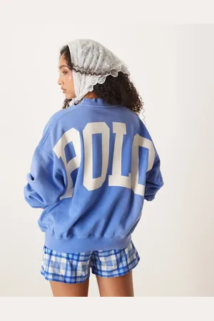 Ralph Lauren Blå løstsiddende sweatshirt med print på ryggen