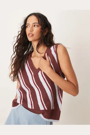 Neon Rose Flerfarvet sweater-vest med diagonale striber
